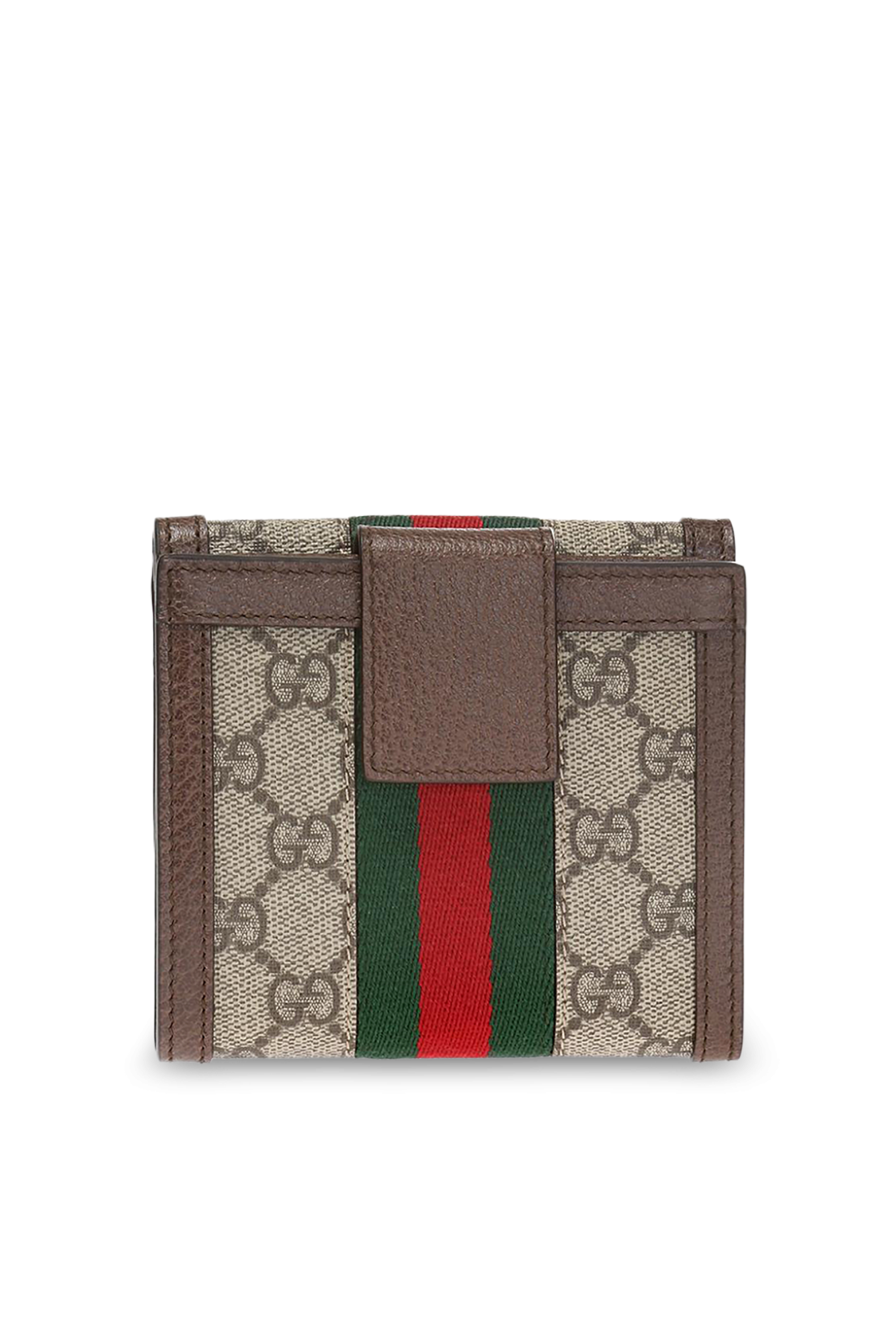 折りたたみ財布 GUCCI GG Supreme Fabric and leather wallet Gucci GG Supreme Canvas Leather Web Stripe Bi-Fold Wallet Brown